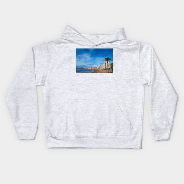 Benidorm Levante Beach Costa Blanca Spain Kids Hoodie by AndyEvansPhotos